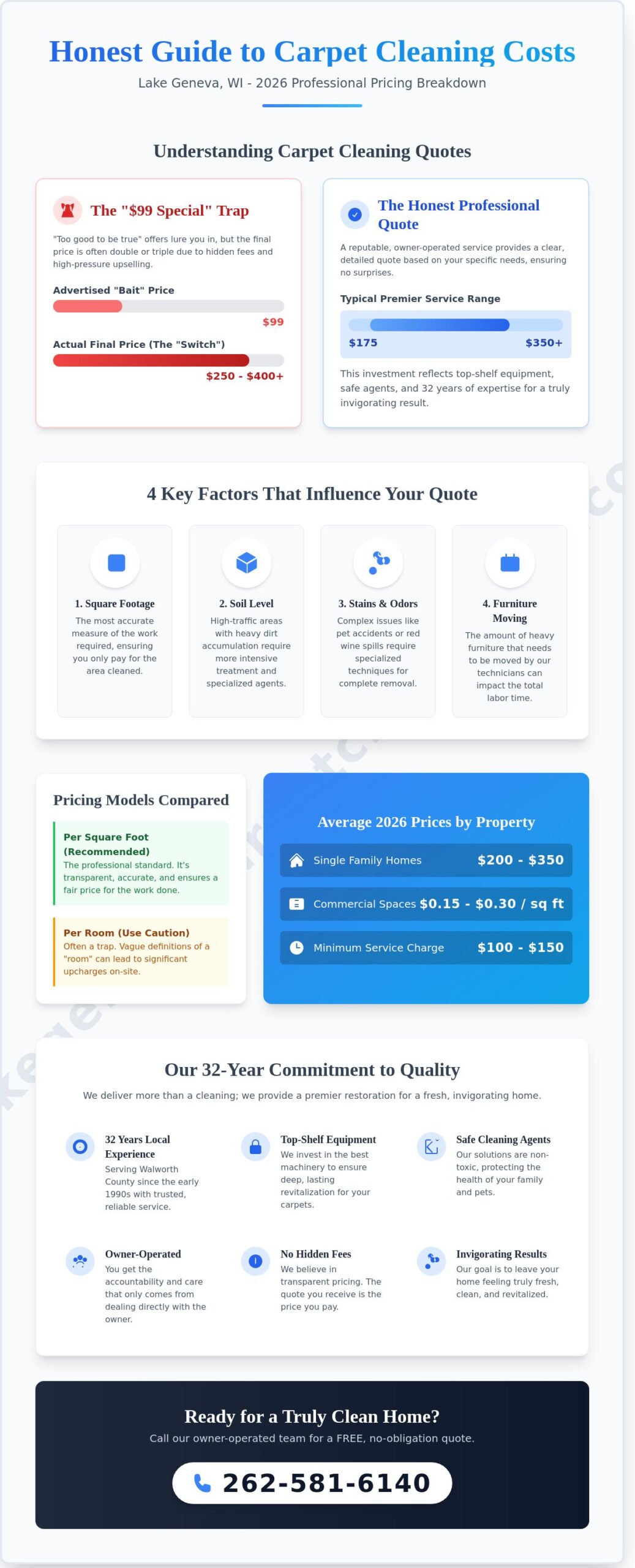 How Much Does it Cost to Get the Carpet Cleaned in Lake Geneva, WI? (2026 Guide)