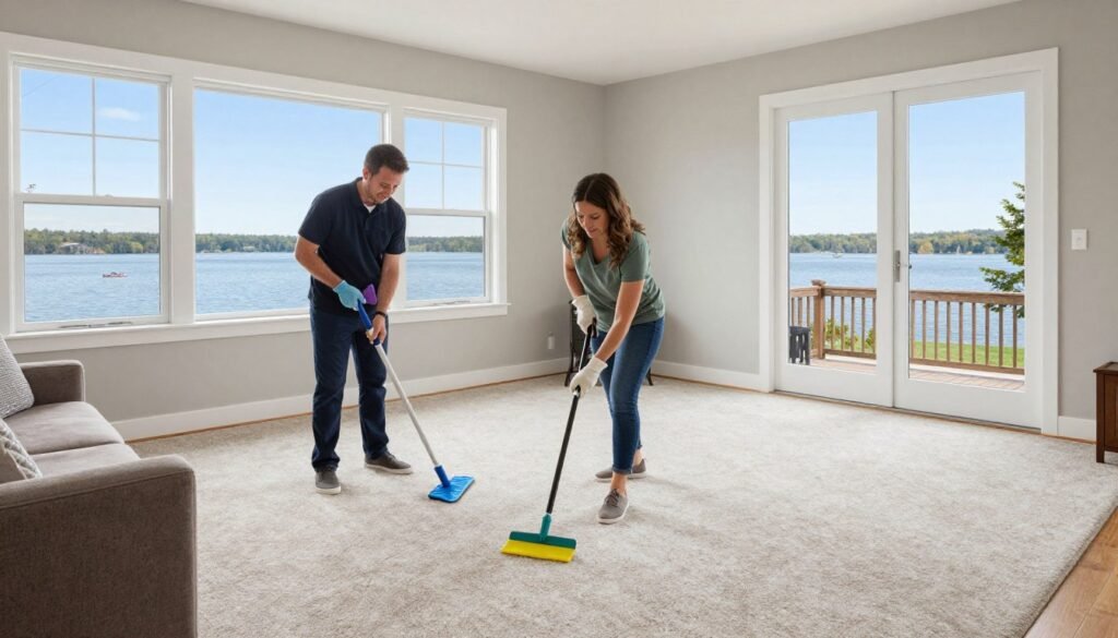 Clean, fresh carpets in beautiful Lake Geneva home after professional cleaning service
