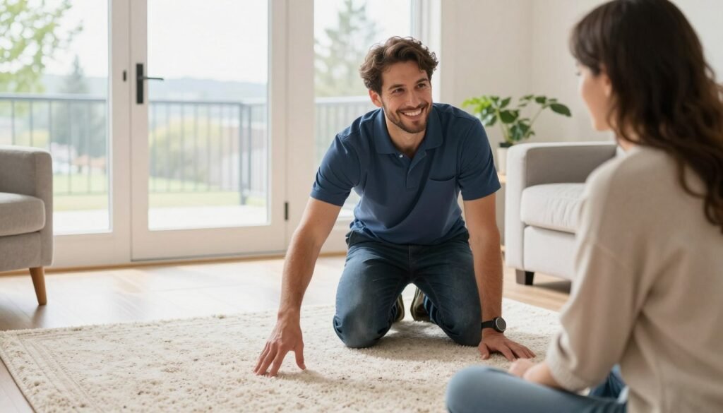 Customer consultation about carpet cleaning services in Lake Geneva Wisconsin