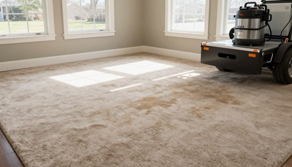Fast drying carpet after professional hot water extraction cleaning
