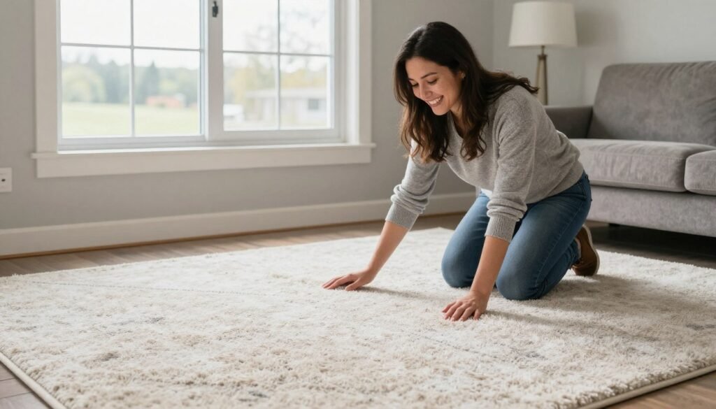 Satisfied customer with clean carpet results
