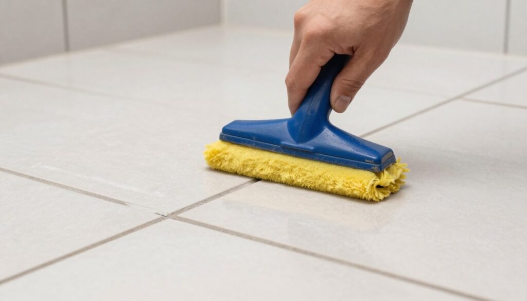 Tile and grout cleaning showing before and after results