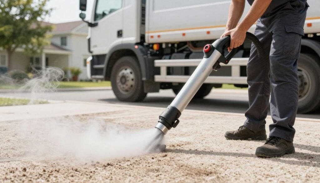Truck-mounted carpet cleaning equipment in action Lake Geneva