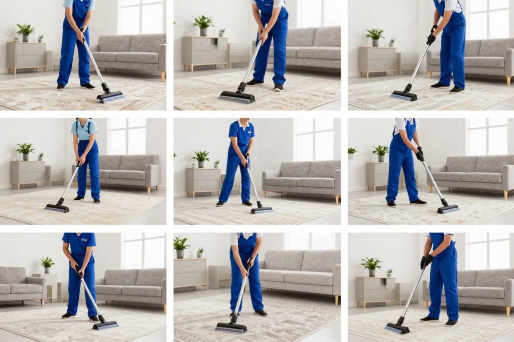 Various carpet cleaning services including residential carpet, area rugs, and upholstery