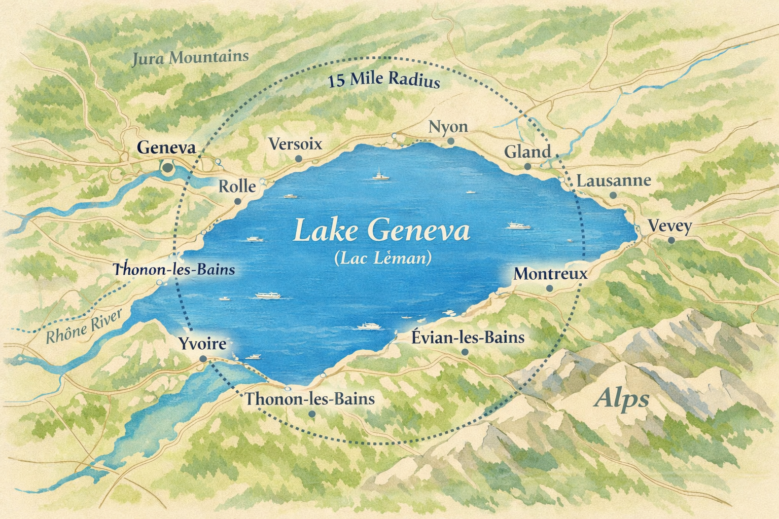 Lake Geneva service radius map